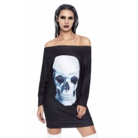 Gothic Skull Halloween Mini Jersey Dress